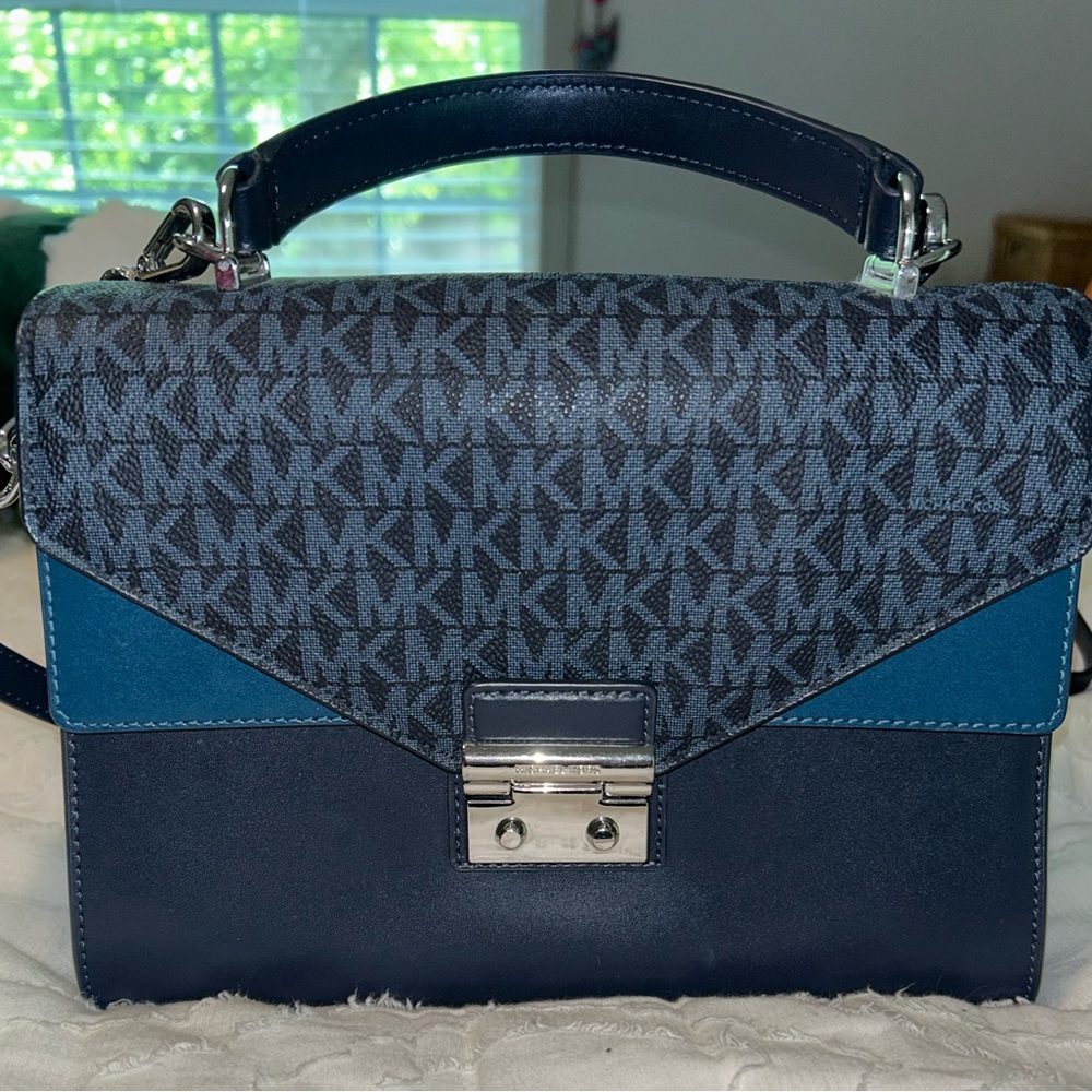 Michael Kors Blue Monogram Crossbody Bag